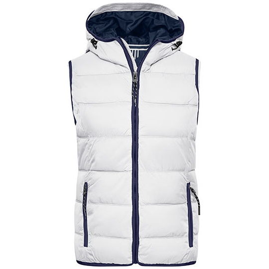 Kamizelka Damska Pikowana Ocieplana z Kapturem JN1075 - White & Navy
