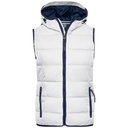 Kamizelka Damska Pikowana Ocieplana z Kapturem JN1075 - White & Navy