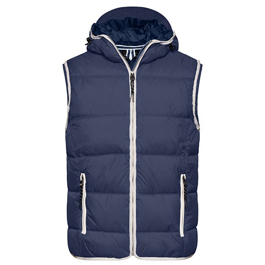 Kamizelka Meska Pikowana Ocieplana z Kapturem JN1076 - Navy & White