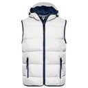 Kamizelka Męska Pikowana Ocieplana z Kapturem JN1076 - White & Navy