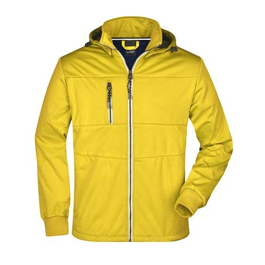 Męska kurtka softshell z kapturem JN1078 - Sun Yellow & Navy