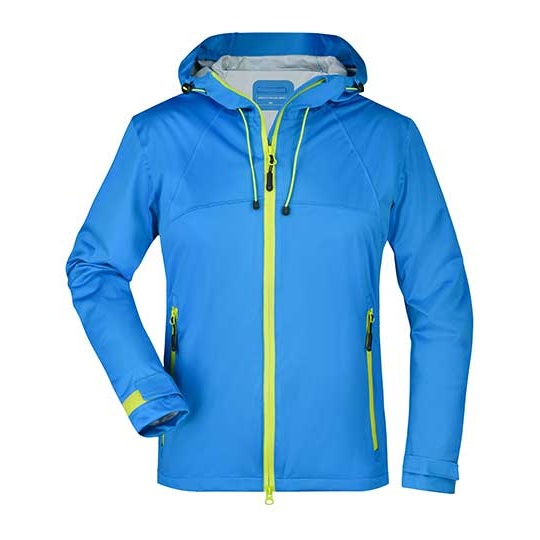 Kurtka Damska Slim Softshell JN1097 - Aqua & Acid Yellow