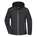 Kurtka Damska Przeciwdeszczowa Wodoodporna Odblaskowe Elementy JN1117 - Black & Silver (Solid)
