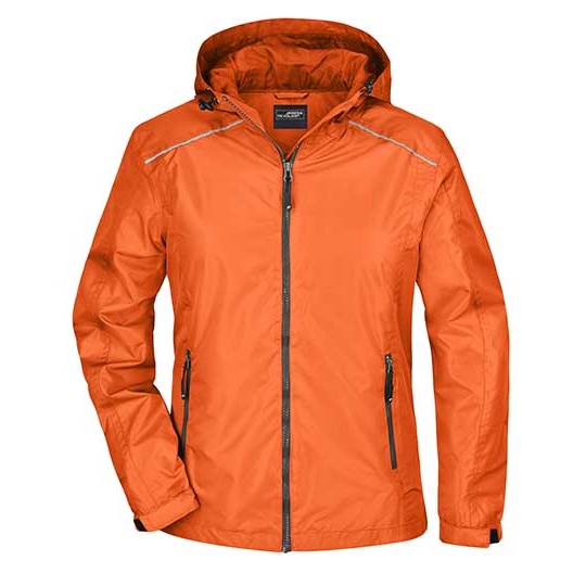 Kurtka Damska Przeciwdeszczowa Wodoodporna Odblaskowe Elementy JN1117 - Orange & Carbon