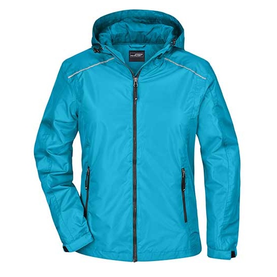 Kurtka Damska Przeciwdeszczowa Wodoodporna Odblaskowe Elementy JN1117 - Turquoise & Iron Grey
