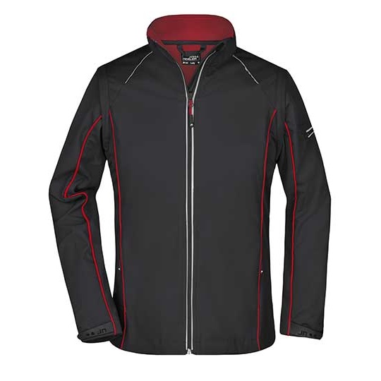 Damska kurtka softshell 2 w 1 slim z odpinanymi rękawami JN1121 - Black & Red