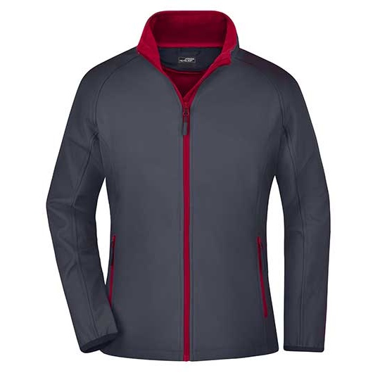 Damska kurtka softshell slim JN1129 - Iron Grey & Red
