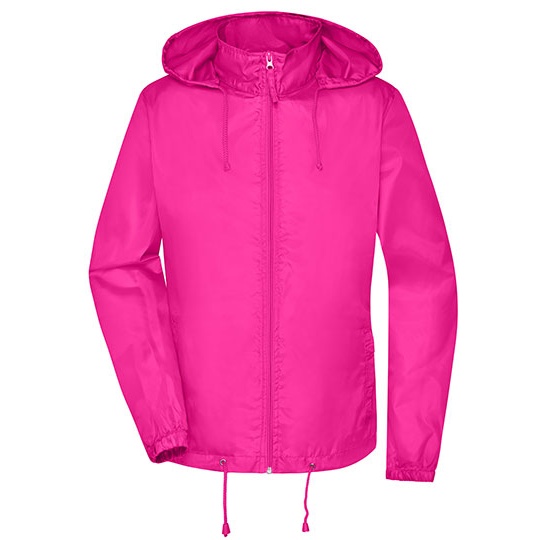 Damska kurtka przeciwdeszczowa Slim z kapturem JN1131 - Bright Pink