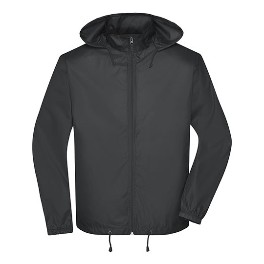 Męska kurtka wiatroszczelna z kapturem JN1132 - Black
