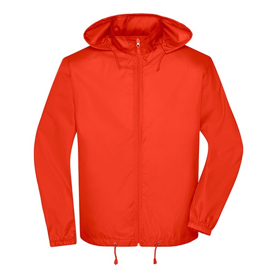 Męska kurtka wiatroszczelna z kapturem JN1132 - Bright Orange