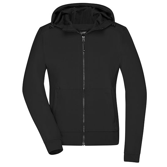 Kurtka Damska Softshellowa z Kapturem JN1145 - Black & Black