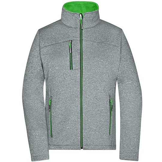 Kurtka Softshell Damska JN1147 - Dark Melange & Green