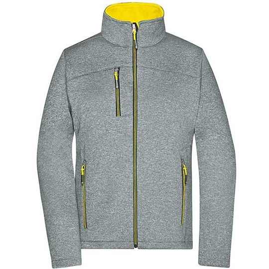Damska kurtka softshell JN1147 - Dark Melange & Yellow