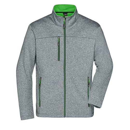 Kurtka Męska Softshellowa Melange JN1148 - Dark Melange & Green