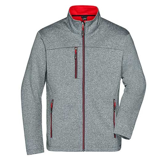 Kurtka Meska Softshellowa Melange JN1148 - Dark Melange & Red