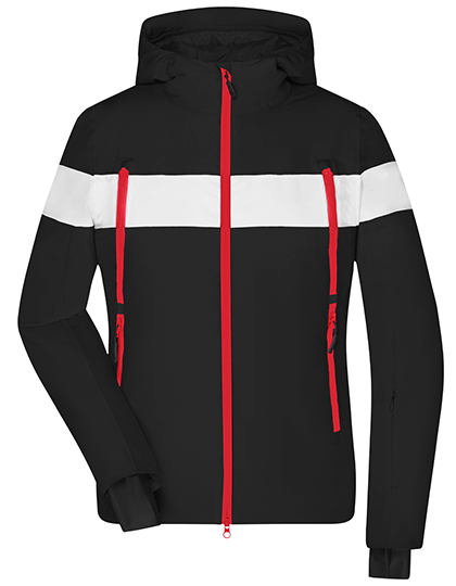 Kurtka Damska Zimowa Sportowa JN1173 - Black & White & Light Red