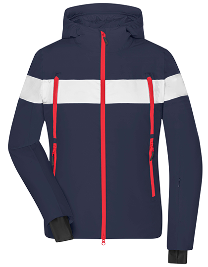 Kurtka Damska Zimowa Sportowa JN1173 - Navy & White & Light Red