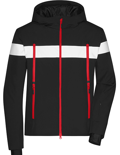 Kurtka Meska Zimowa Ocieplana Wodoodporna JN1174 - Black & White & Light Red