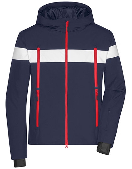 Kurtka Meska Zimowa Ocieplana Wodoodporna JN1174 - Navy & White & Light Red