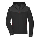 Kurtka Softshell Damska Z Kapturem JN1179 - Black & Carbon & Light Red