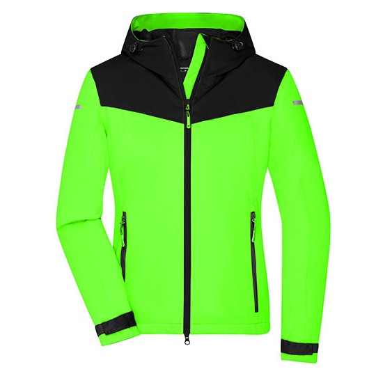 Kurtka Softshell Damska Z Kapturem JN1179 - Bright Green & Black