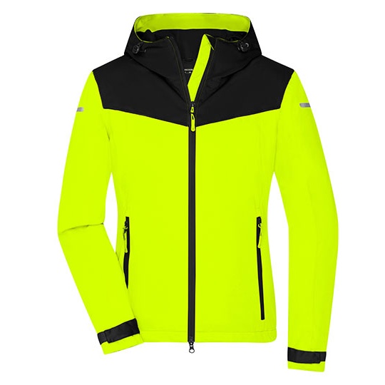 Kurtka Softshell Damska Z Kapturem JN1179 - Bright Yellow & Black