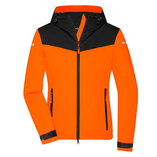 Kurtka Softshell Damska Z Kapturem JN1179 - Neon Orange & Black