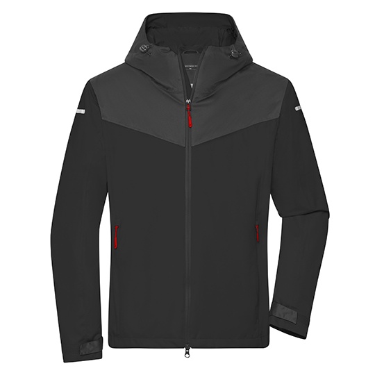 Kurtka Softshell Męska Wiatroodporna Z Kapturem JN1180 - Black & Carbon & Light Red