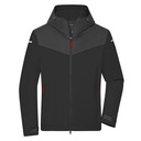 Kurtka Softshell Męska Wiatroodporna Z Kapturem JN1180 - Black & Carbon & Light Red
