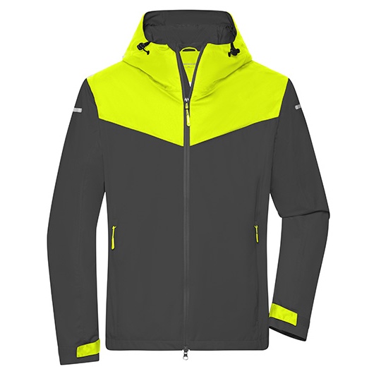 Kurtka Softshell Meska Wiatroodporna Z Kapturem JN1180 - Carbon & Bright Yellow