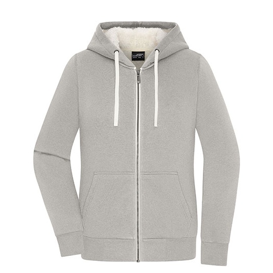 Damska Bluza Rozpinana Z Kapturem Dwuwarstwowa JN1319 - Light Melange & Nature