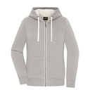 Damska Bluza Rozpinana Z Kapturem Dwuwarstwowa JN1319 - Light Melange & Nature