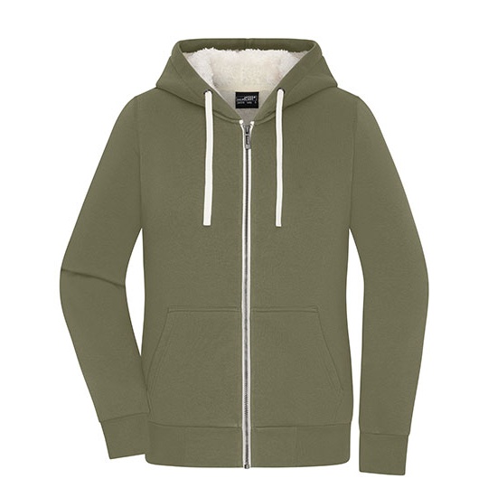Damska Bluza Rozpinana Z Kapturem Dwuwarstwowa JN1319 - Olive & Nature