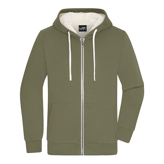 Bluza Męska Rozpinana Z Kapturem Dwuwarstwowa JN1320 - Olive & Nature