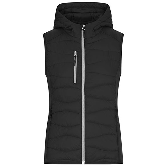 Kamizelka Damska Hybrydowa Ocieplana z Kapturem JN1327 - Black & Black