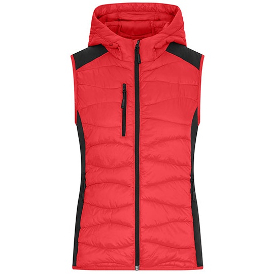 Kamizelka Damska Hybrydowa Ocieplana z Kapturem JN1327 - Red & Black