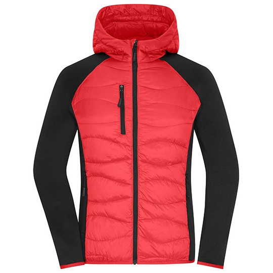 Kurtka Damska Hybrydowa Polarowa Ocieplana JN1329 - Red & Black