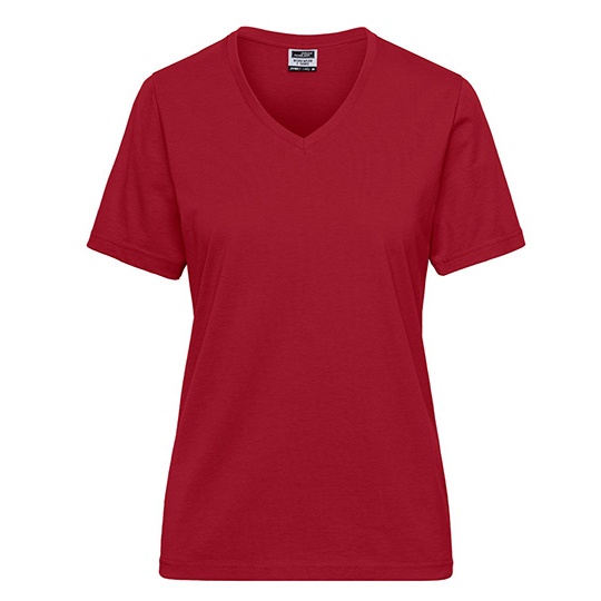Damski T-shirt roboczy slim V-neck JN1807 - Red