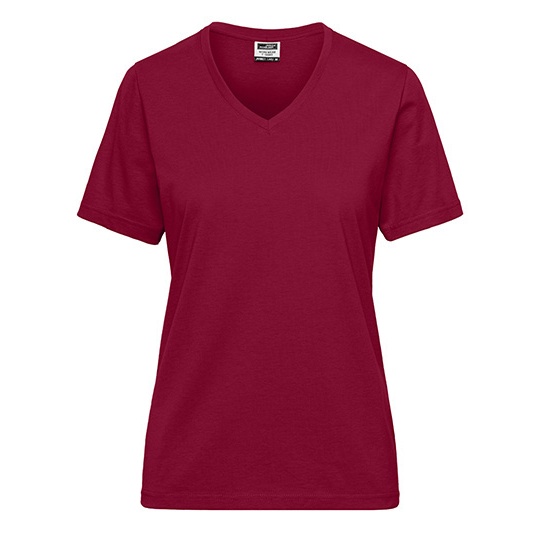 Damski T-shirt roboczy slim V-neck JN1807 - Wine