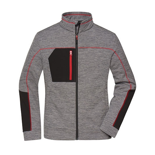 Bluza Damska Slim Polarowa JN1817 - Carbon Melange & Black & Red