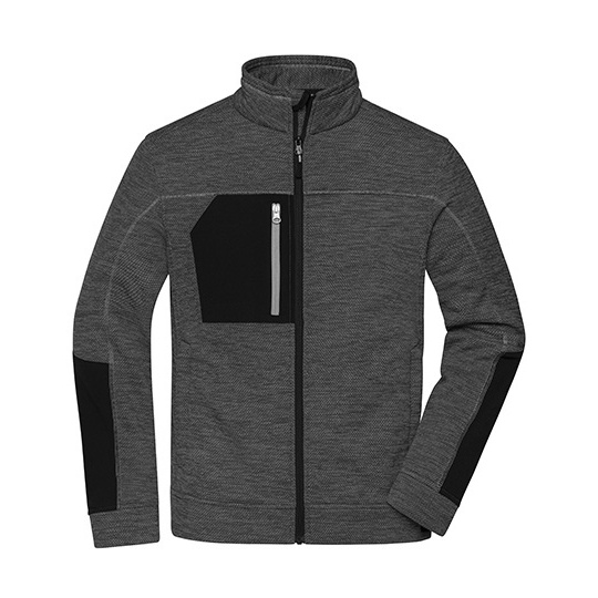 Bluza Meska Polarowa Melange JN1818 - Black Melange & Black & Silver (Solid)