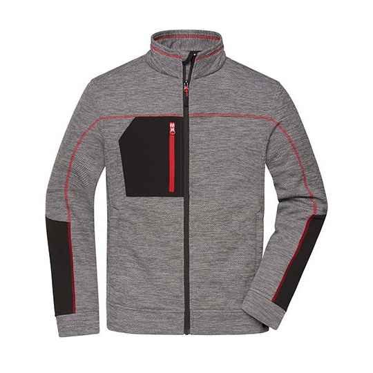 Bluza Meska Polarowa Melange JN1818 - Carbon Melange & Black & Red