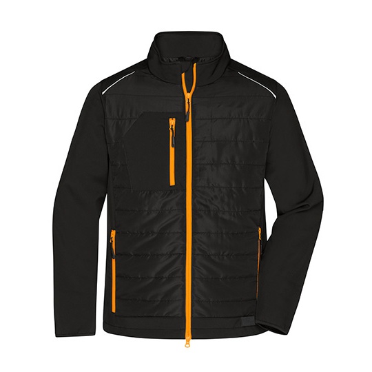 Kurtka Meska Hybrydowa Ocieplana JN1820 - Black & Neon Orange