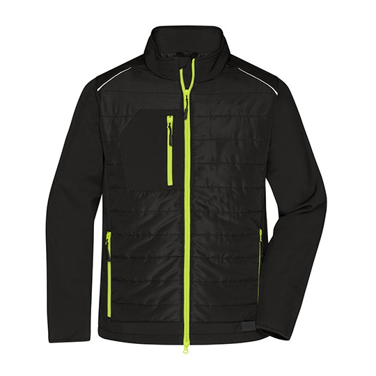 Kurtka Meska Hybrydowa Ocieplana JN1820 - Black & Neon Yellow