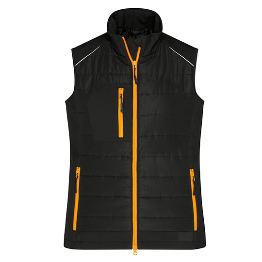 Kamizelka Damska Hybrydowa Ocieplana Slim JN1821 - Black & Neon Orange