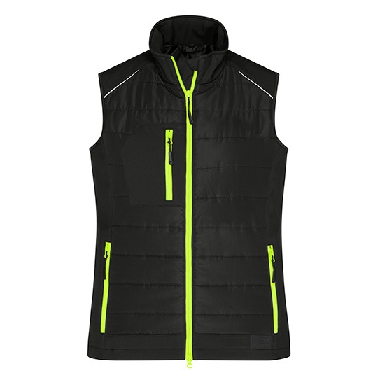 Kamizelka Damska Hybrydowa Ocieplana Slim JN1821 - Black & Neon Yellow