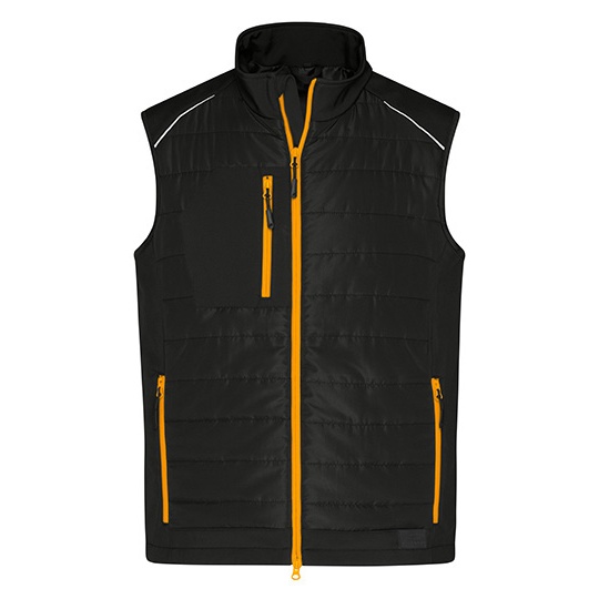 Kamizelka Męska Softshell Pikowana JN1822 - Black & Neon Orange