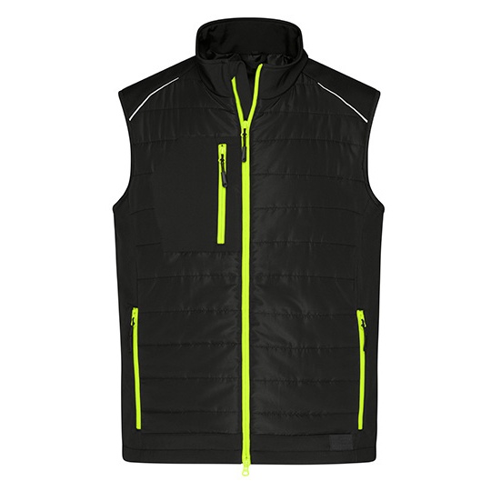 Kamizelka Męska Softshell Pikowana JN1822 - Black & Neon Yellow