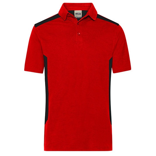 Koszulka Polo Meska Odprowadzajaca Wilgoc Dwukolorowa JN1826 - Red & Black