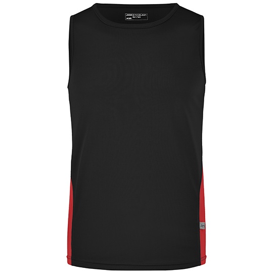 Koszulka Meska Biegowa Bez Rekawow Odprowadzajaca Wilgoc JN305 - Black & Red